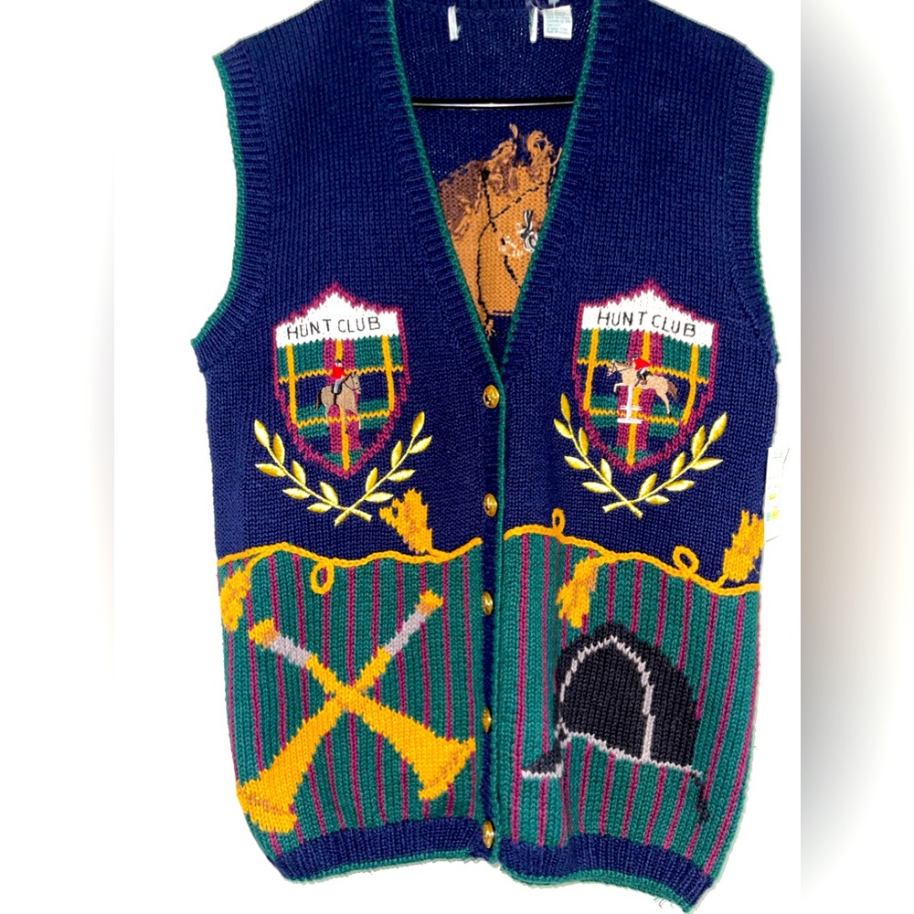 Vintage BellePointe Equestrian Design Sweater Vest- NWT‎